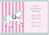 Carousel Horse Pink And Green Birthday Invitations Carousel Horse Pink And Green Birthday Invitations
