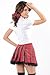 Honeystore Women's School Uniform Costume, 3-Piece Set, White And Red, M(Bust: 35.4-39.4in)
