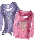 Beautees Girls Glitter Top with Scarf