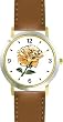 Peach Colored Rose - Flower - WATCHBUDDY&reg; DELUXE TWO-TONE THEME WATCH - Arabic Numbers - Brown Leather Strap-Children's Size-Small ( Boy's Size & Girl's Size )