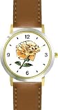 Peach Colored Rose Flower WATCHBUDDY® DELUXE TWO TONE THEME WATCH Arabic Numbers Brown Leather Strap Womens Size Small 41AxFpkppkL. SL160 Peach Colored Rose Flower WATCHBUDDY® DELUXE TWO TONE THEME WATCH Arabic Numbers Brown Leather Strap Womens Size Small