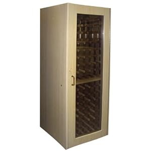 Vinotemp VINO-250BAMBOO Unfinished Reserve 160 Bottle Glass Door Wine Cabinet with Digital Temperatu