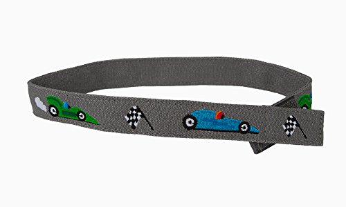 Myself Belts Easy to Fasten One Handed Velcro Belt for Kids -Grey Race Car