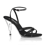 4 Inch Sexy Prom Show Stiletto Heel Ankle Wrap Black Leather