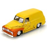 1/50 DC 1955 Ford F-100 Panel Truck, Yellow/Flames