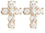 9ct Yellow Gold AME4248724 Ladies Cubic Zirconia Cross Stud Earrings