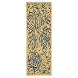 Safavieh Cy2961-3101 Courtyard Collection Antigua Natural and Blue Indoor/Outdoor Area Runner, 2-Feet 4-Inch by 9-Feet 11-Inch
