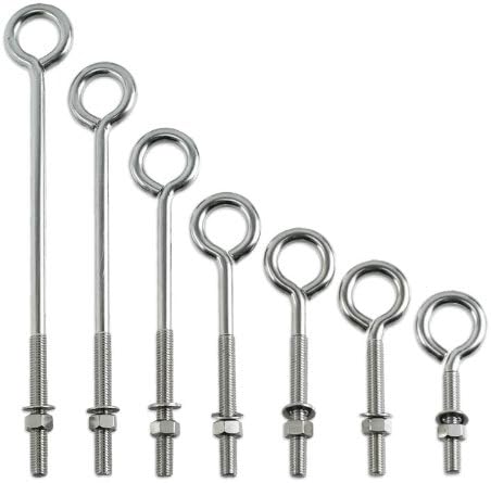 3/8" Stainless Steel Turned Eye Bolts - Choose 3" to 12" Length - Grade 316 SS