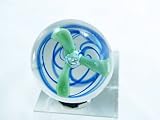 Murano Design Hand Blown Blue Swirl Bubble art Glass Paperweight