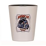 IMAGE OF Shot Glass White and Black of American Biker America's Finest Born in the USA