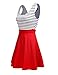 Omeya Womens Sexy Open Back Cocktail Slim Black White Striped Mini Dress L,Red
