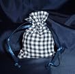 3x4 Cotton Gingham Wedding Favor Gift Bags/Pouches - Navy Blue (10 Bags)