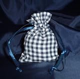 3x4 Cotton Gingham Wedding Favor Gift Bags/Pouches - Navy Blue (10 Bags)