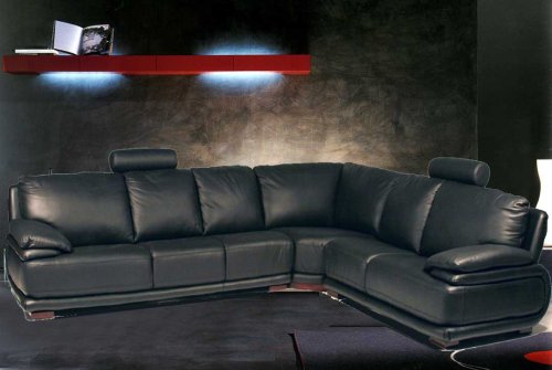 4 pcs Sectional Italian Leather Sofa Set, Item#MILANO, BLACK