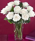 One Dozen Long Stemmed White Roses