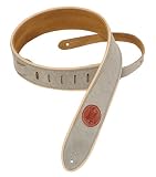 Levy's Leathers Suede Leather Guitar Strap with Cream Piping,Gray