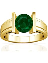 14K Yellow Gold Round Cut Emerald Solitaire Ring
