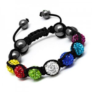 Shamballa Bracelet Macramé Tressé avec Hematite et Cristal Mulit Coleur Energie Bracelet