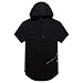 UNRESTRAINED Mens Hip Hop Longline Pullover Short Sleeve Hoodie Shirt Black M