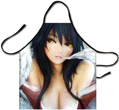 Kaylin League Of Legends Figure Ahri The Nine-Tailed Fox Charm Logo Bib Apron Canvas Chef Apron Cooking Apron Professional Apron for Cooking, Grill and Baking 32-Inch Length by 28-Inch Width