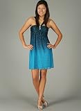 Glitter Ombre Rhinestone Design Dress for Bridesmaid Formal Prom