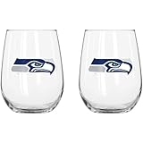 NFL Seattle Seahawks Curved Beverage Glasses (Pack of 2), 16-Ounce