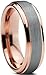 Tungsten Wedding Band Ring 6mm for Men Women Comfort Fit 18K Rose Gold Plated Beveled Edge Brushed Polished Lifetime Guarantee