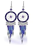 Hypo Alergenic Dark Purple Native American Style Surgical Stainless Steel Chandelier Earrings French Ear Wire Hook Back Findings