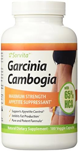 Sorvita Garcinia Cambogia Extract - As Seen on TV - Full Strength 65% HCA (Hydroxycitric Acid) Premium Natural Weight Loss Supplement. Contains Pure Extract (Fruit Rind) & Absolutely NO Fillers. 30 Day Supply