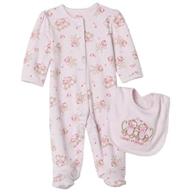 Baby's Store | Little Me Best friends footie with bib, Pink