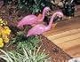 2 small Pink FLAMINGO mini Lawn Ornaments YARD art decor