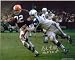 Bob Lilly Autographed/Hand Signed Dallas Cowboys 8x10 Photo (Tackling Jim Brown) with HOF 80 Inscrip