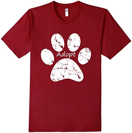 Men's Vintage Dog Paw Print Adopt Fitted T-Shirt 3XL Cranberry
