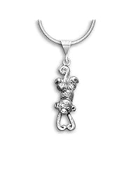 Sterling Silver Hanging Monkey Pendant by The Magic Zoo