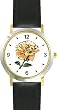 Peach Colored Rose - Flower - WATCHBUDDY&reg; DELUXE TWO-TONE THEME WATCH - Arabic Numbers - Black Leather Strap-Size-Large ( Men's Size or Jumbo Women's Size )