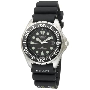 Citizen Men's Eco-Drive Professional Diver Black Rubber Strap Watch