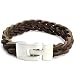 Brown Braided Five-Strand Leather Bracelet with Stainless Steel T Clasp