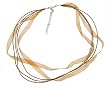 Necklace Cord For Pendants - D9 - 5-Strand Organza and Cord Mixed ~ 17" + 2" Extension Chain ~ Silver Plated Ends ~ Brown