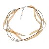 Necklace Cord For Pendants - D9 - 5-Strand Organza and Cord Mixed ~ 17" + 2" Extension Chain ~ Silver Plated Ends ~ Brown