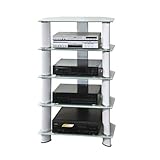 HIFI - Regal Glas/Weiß - TV-03/127 - Glas Weiss - Gestel Metall Weiss