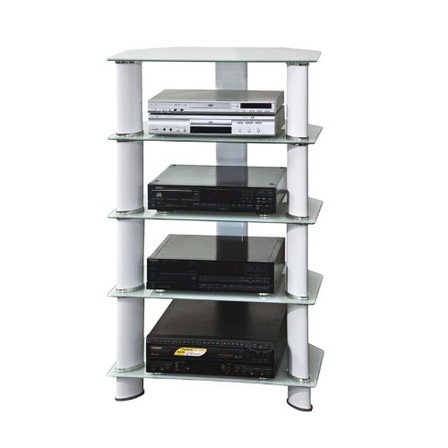 HIFI - Regal Glas/Weiß - TV-03/127 - Glas Weiss - Gestel Metall Weiss