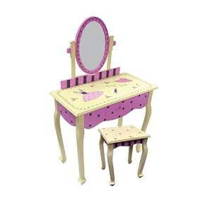 LC Creations Girly Girl Handpainted Vanity with Bench by LC Creations