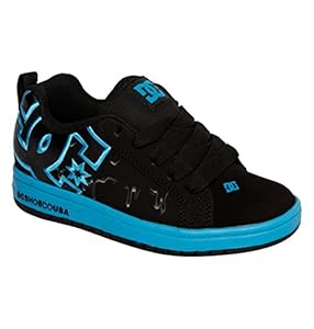 DC Court Graffik SE Skate Shoe (Little Kid/Big Kid),Black/Blue Print,2.5 M US Little Kid