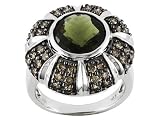 10KT WG 2.60CT MOLDAVITE AND 1.05CTW CHOCOLATE DIAMOND RING