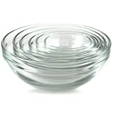 Anchor Hocking 6 Piece Clear Glass Prep/Mixing Bowl Set