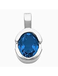 14K White Gold Oval Cut Chatham Created Sapphire Pendant -- LIFETIME WARRANTY
