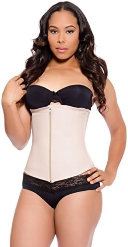 Waist Trainer Corset - Latex Waist Cincher Long Torso with Zipper - Nude 4XL 44