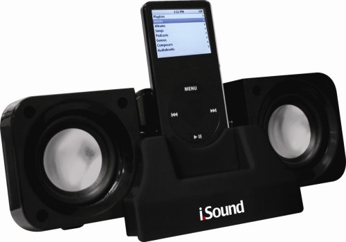 DreamGear i.Sound 2x Power Foldable Speaker System for iPod and MP3 Players (Black)