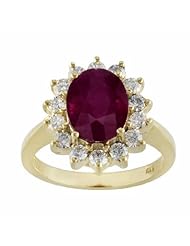 18K Yellow Gold Ruby and Diamond Ring -- LIFETIME WARRANTY