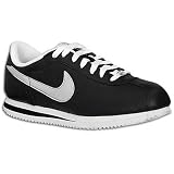 Nike - Nike Cortez Basic Leather Low Top Sneaker Casual Walking Shoes (Black / Shiny Silver swoosh) Streetwear